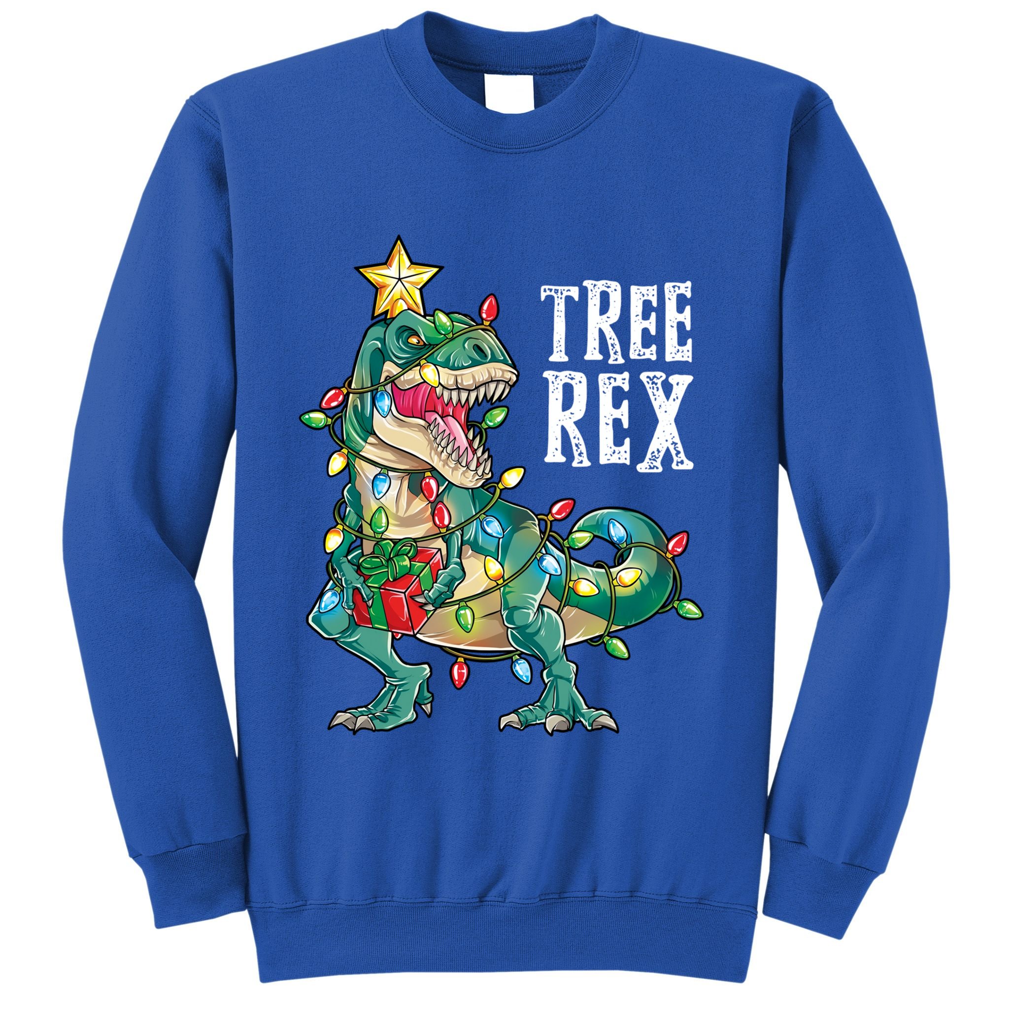 Christmas Dinosaur Tree Rex Pajamas Xmas Lights Gift Sweatshirt