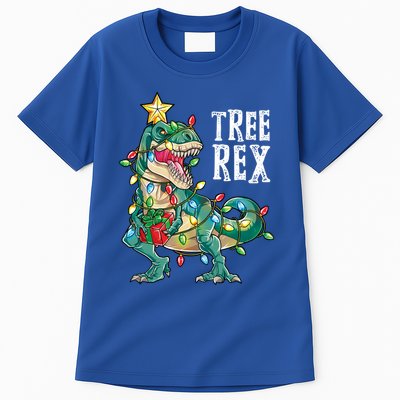 Christmas Dinosaur Tree Rex Pajamas Xmas Lights Gift Tall T-Shirt