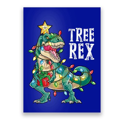 Christmas Dinosaur Tree Rex Pajamas Xmas Lights Gift Poster