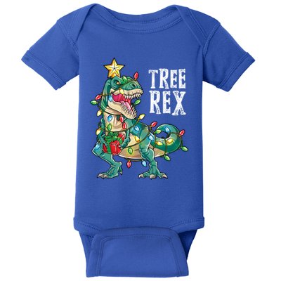 Christmas Dinosaur Tree Rex Pajamas Xmas Lights Gift Baby Bodysuit