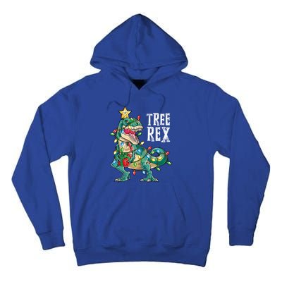 Christmas Dinosaur Tree Rex Pajamas Xmas Lights Gift Tall Hoodie