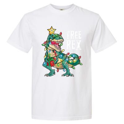 Christmas Dinosaur Tree Rex Pajamas Xmas Lights Gift Garment-Dyed Heavyweight T-Shirt