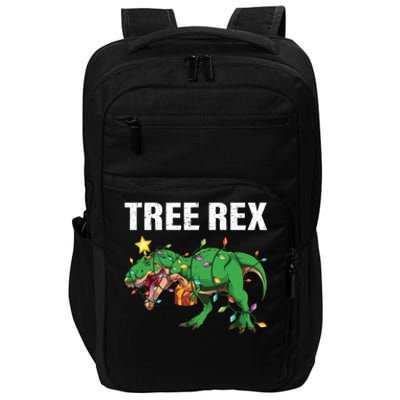 Christmas Dinosaur Tree Rex Xmas Lights T Rex Dinosaur Gift Impact Tech Backpack