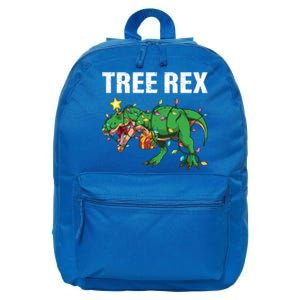 Christmas Dinosaur Tree Rex Xmas Lights T Rex Dinosaur Gift 16 in Basic Backpack