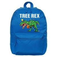 Christmas Dinosaur Tree Rex Xmas Lights T Rex Dinosaur Gift 16 in Basic Backpack