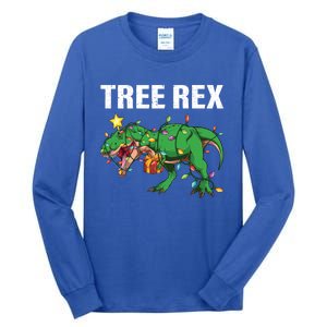 Christmas Dinosaur Tree Rex Xmas Lights T Rex Dinosaur Gift Tall Long Sleeve T-Shirt