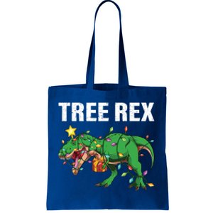 Christmas Dinosaur Tree Rex Xmas Lights T Rex Dinosaur Gift Tote Bag