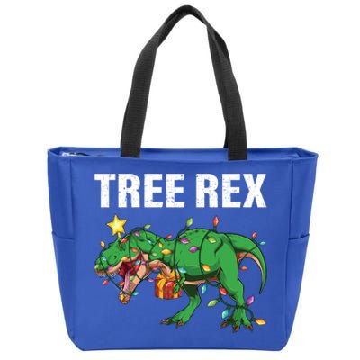 Christmas Dinosaur Tree Rex Xmas Lights T Rex Dinosaur Gift Zip Tote Bag