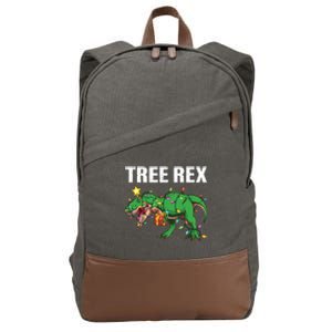 Christmas Dinosaur Tree Rex Xmas Lights T Rex Dinosaur Gift Cotton Canvas Backpack