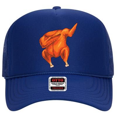 Cool Dabbing Turkey Roast Funny Dab Dinner Thanksgiving Gift High Crown Mesh Back Trucker Hat