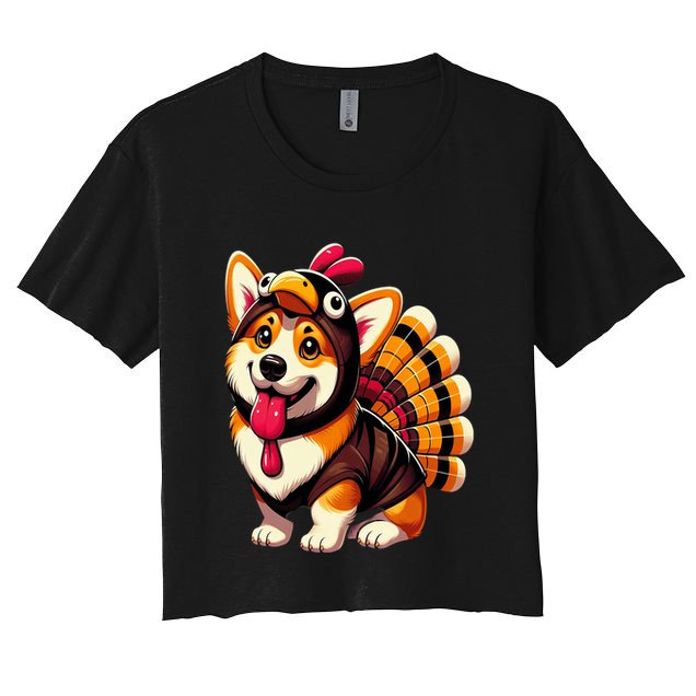 Corgi Dog Turkey Thanksgiving Costume Crop Top