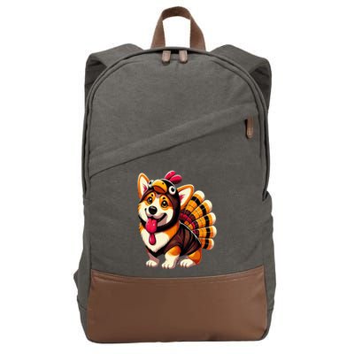 Corgi Dog Turkey Thanksgiving Costume Cotton Canvas Backpack