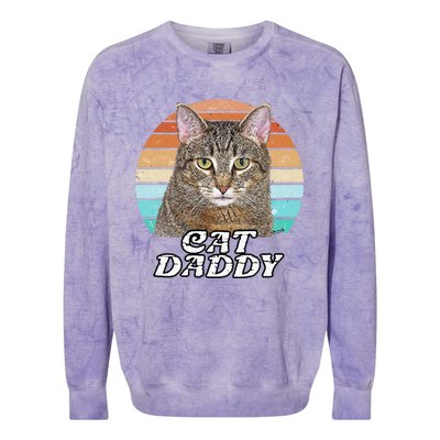 Cat Daddy Tabby Vintage Eighties Style Cat Retro Cute Dog Colorblast Crewneck Sweatshirt