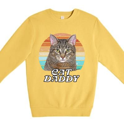 Cat Daddy Tabby Vintage Eighties Style Cat Retro Cute Dog Premium Crewneck Sweatshirt