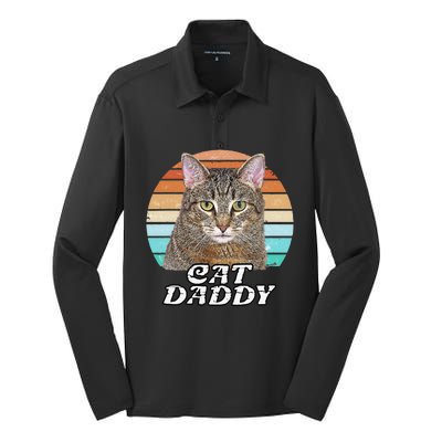 Cat Daddy Tabby Vintage Eighties Style Cat Retro Cute Dog Silk Touch Performance Long Sleeve Polo