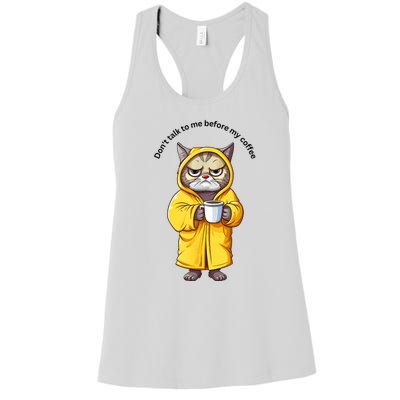 Cat Don’T Talk To Me Before My Coffee Women's Racerback Tank