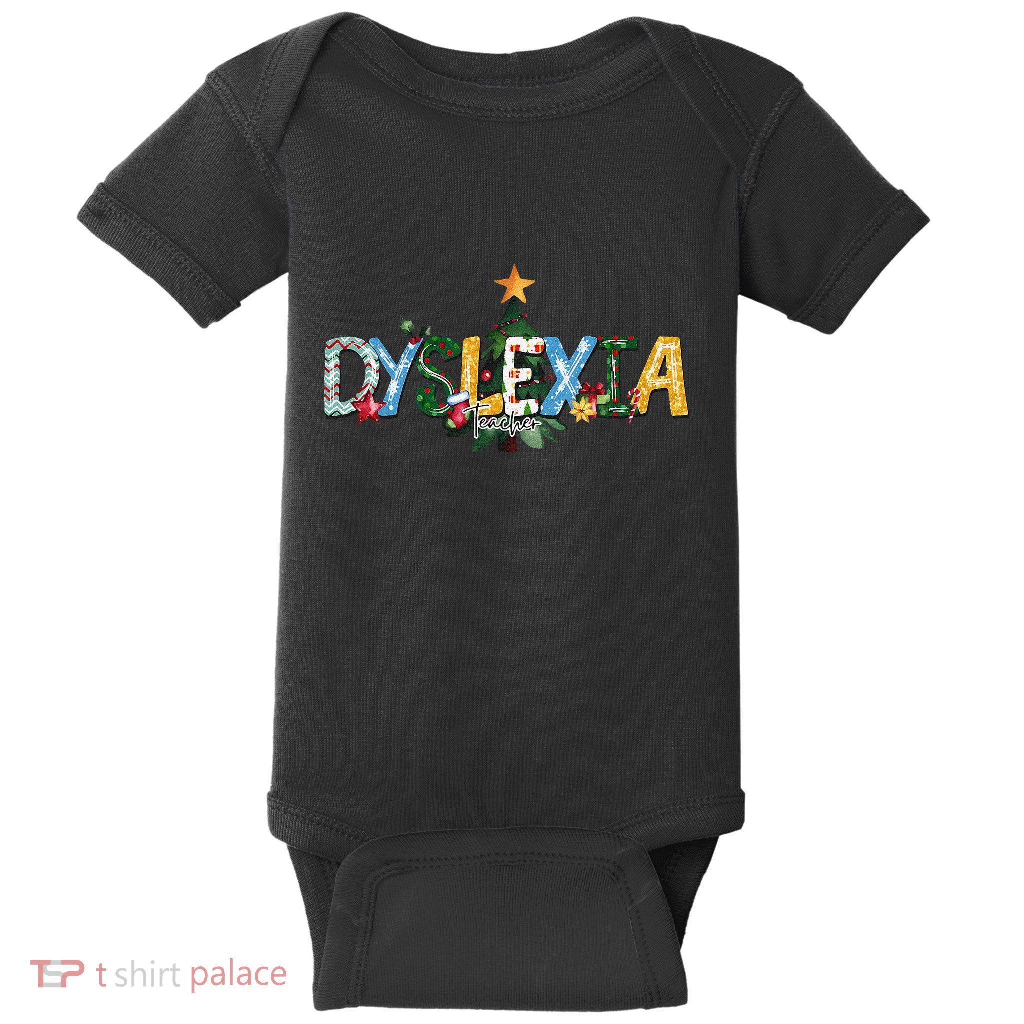 Christmas Dyslexia Teacher Xmas Tree Dyslexia Therapist Baby Bodysuit