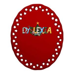 Christmas Dyslexia Teacher Xmas Tree Dyslexia Therapist Ceramic Oval Ornament