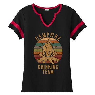 Campfire Drinking Team Camping Lovers Gifts Camper Ladies Halftime Notch Neck Tee