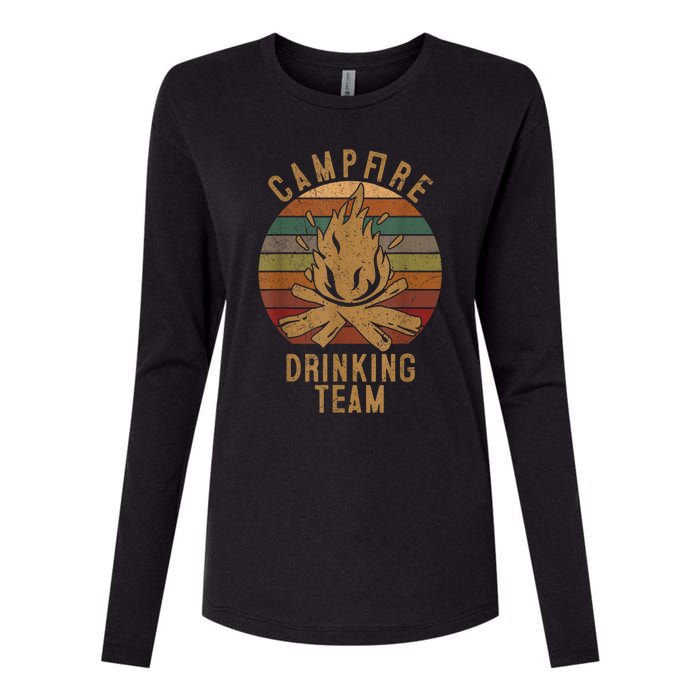 Campfire Drinking Team Camping Lovers Gifts Camper Womens Cotton Relaxed Long Sleeve T-Shirt