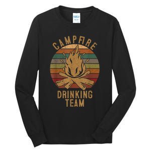 Campfire Drinking Team Camping Lovers Gifts Camper Tall Long Sleeve T-Shirt