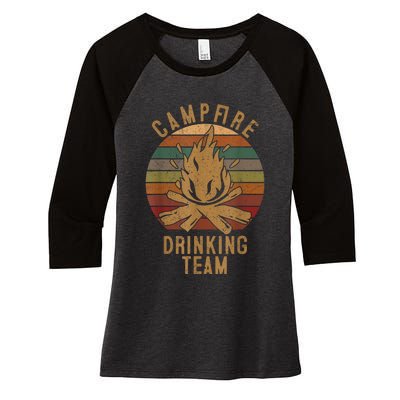 Campfire Drinking Team Camping Lovers Gifts Camper Women's Tri-Blend 3/4-Sleeve Raglan Shirt