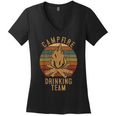 Campfire Drinking Team Camping Lovers Gifts Camper Women's V-Neck T-Shirt