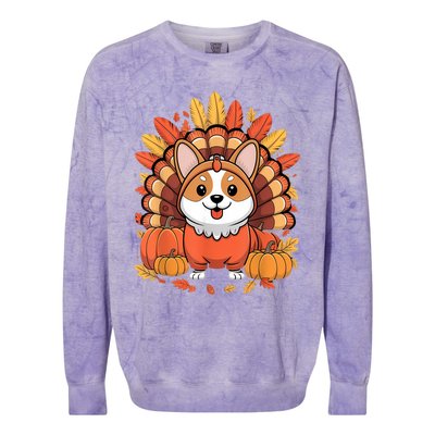 Corgi Dog Turkey Thanksgiving Costume Colorblast Crewneck Sweatshirt