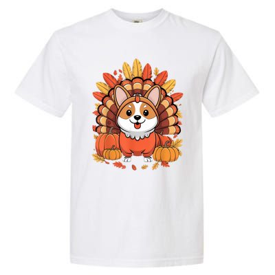 Corgi Dog Turkey Thanksgiving Costume Garment-Dyed Heavyweight T-Shirt