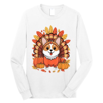 Corgi Dog Turkey Thanksgiving Costume Long Sleeve Shirt