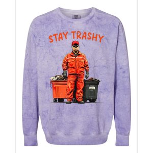 Cool Donald Trump Garbage Stay Trashy Funny Maga Trump 2024 Colorblast Crewneck Sweatshirt