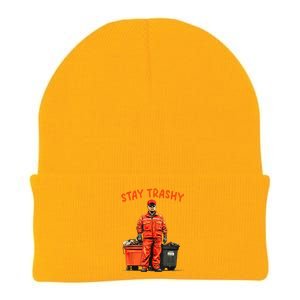 Cool Donald Trump Garbage Stay Trashy Funny Maga Trump 2024 Knit Cap Winter Beanie