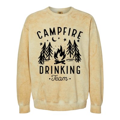 Campfire Drinking Team Happy Camper Camping Lover Colorblast Crewneck Sweatshirt