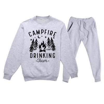 Campfire Drinking Team Happy Camper Camping Lover Premium Crewneck Sweatsuit Set