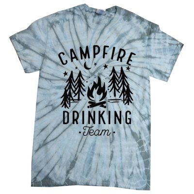 Campfire Drinking Team Happy Camper Camping Lover Tie-Dye T-Shirt