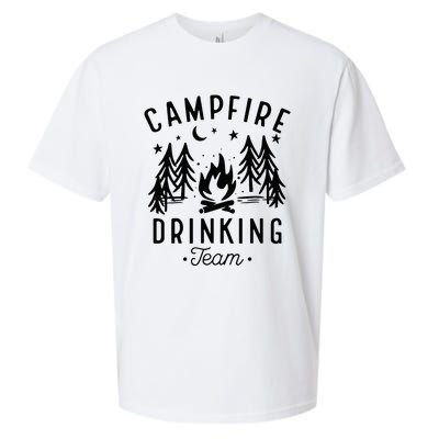 Campfire Drinking Team Happy Camper Camping Lover Sueded Cloud Jersey T-Shirt