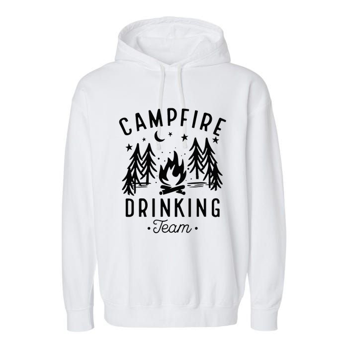 Campfire Drinking Team Happy Camper Camping Lover Garment-Dyed Fleece Hoodie