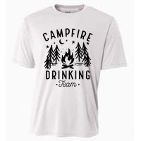 Campfire Drinking Team Happy Camper Camping Lover Cooling Performance Crew T-Shirt