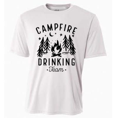 Campfire Drinking Team Happy Camper Camping Lover Cooling Performance Crew T-Shirt