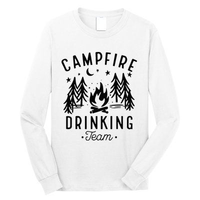 Campfire Drinking Team Happy Camper Camping Lover Long Sleeve Shirt