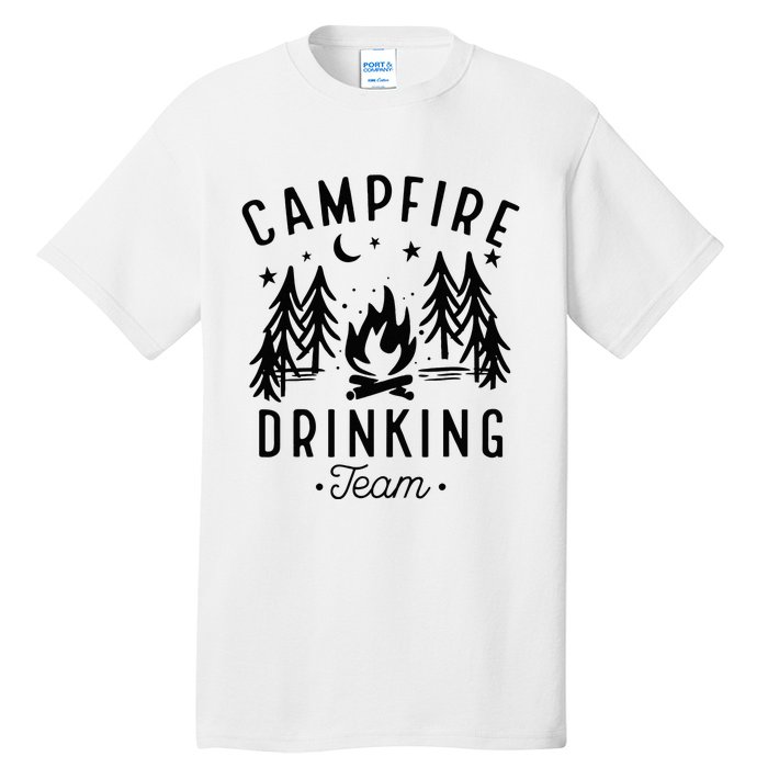 Campfire Drinking Team Happy Camper Camping Lover Tall T-Shirt