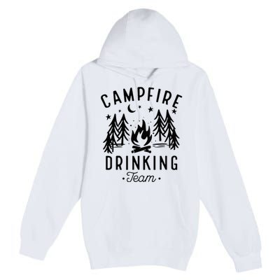 Campfire Drinking Team Happy Camper Camping Lover Premium Pullover Hoodie