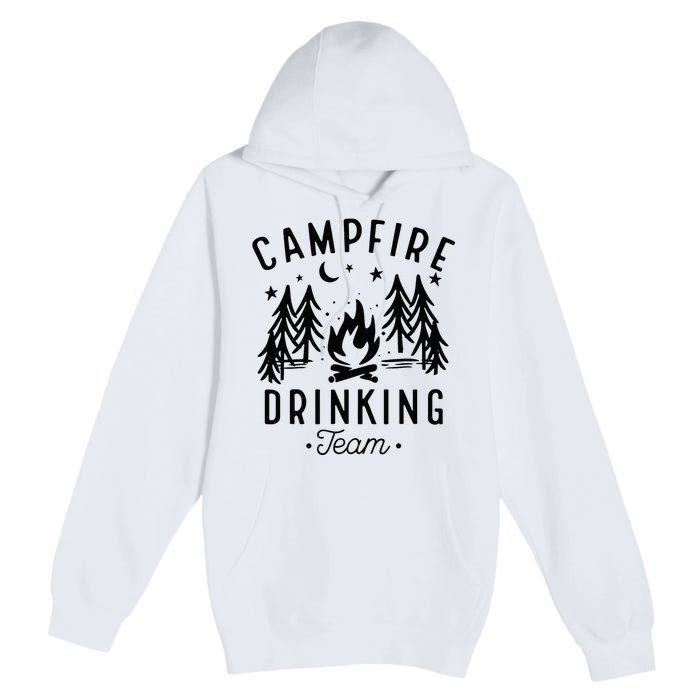 Campfire Drinking Team Happy Camper Camping Lover Premium Pullover Hoodie