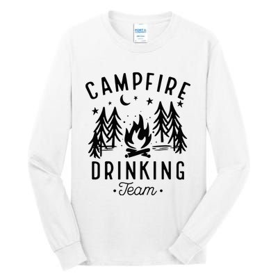 Campfire Drinking Team Happy Camper Camping Lover Tall Long Sleeve T-Shirt