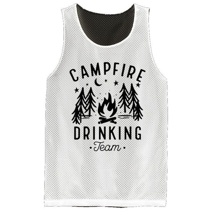 Campfire Drinking Team Happy Camper Camping Lover Mesh Reversible Basketball Jersey Tank