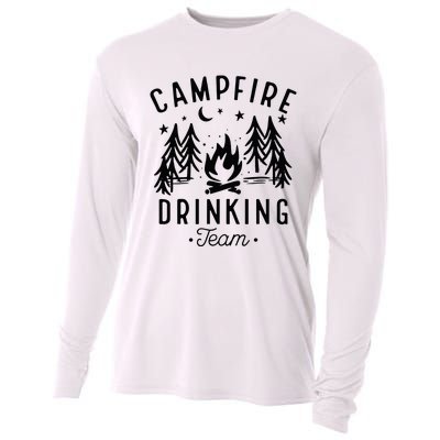 Campfire Drinking Team Happy Camper Camping Lover Cooling Performance Long Sleeve Crew