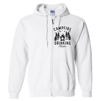 Campfire Drinking Team Happy Camper Camping Lover Full Zip Hoodie