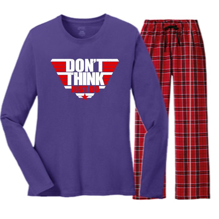 Cool Don't Think Just Do Logo Women's Long Sleeve Flannel Pajama Set 