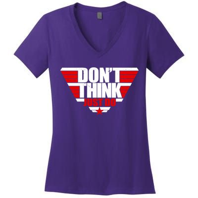 Cool Don't Think Just Do Logo Women's V-Neck T-Shirt