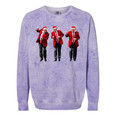 Christmas Donald Trump President 2024 Dancing Funny Santa Colorblast Crewneck Sweatshirt